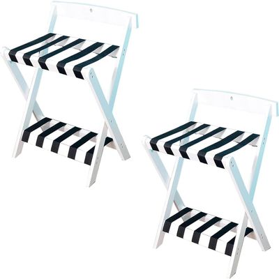 2Pcs Luggage Rack Luggage Stands for Suitcases Foldable, Home Solid Wooden Foldable Luggage Rack, Travel Bag Guest Room Storage Shelf, Suitcase Stand with Nylon Straps, for Hotel, Bedroom, Closet ( Co