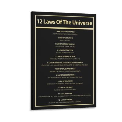 12 Laws Of The Universe Wall Art Manifestation Spiritual Canvas Wall Art Posters For Room Aesthetic Canvas Painting Posters And Prints Wall Art Pictures for Living Room Bedroom Decor 12x18inch(30x45c