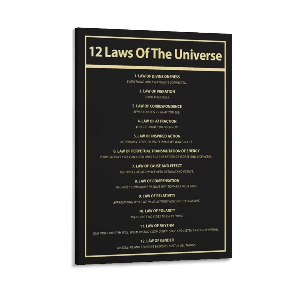 12 Laws Of The Universe Wall Art Manifestation Spiritual Canvas Wall Art Posters For Room Aesthetic Canvas Painting Posters And Prints Wall Art Pictures for Living Room Bedroom Decor 12x18inch(30x45c