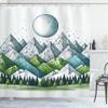Ambesonne Geometric Mountains Shower Curtain, Polygonal Peaks of Nature Outdoorsy Mural Like Peaceful Scene, Cloth Fabric Bathroom Decor Set with Hooks, 69" W x 84" L, Blue Grey Green Teal view 3