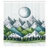 Ambesonne Geometric Mountains Shower Curtain, Polygonal Peaks of Nature Outdoorsy Mural Like Peaceful Scene, Cloth Fabric Bathroom Decor Set with Hooks, 69" W x 84" L, Blue Grey Green Teal view 4