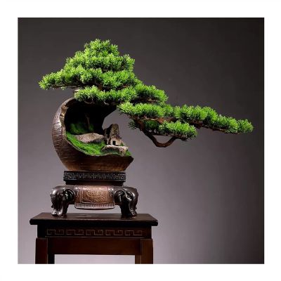 Artificial Bonsai Tree Artificial Bonsai Tree 22.4in Large Green Simulation Welcome Pine Bonsai Tree Living Room Office Desktop Decor Simulation Potted Plant Artificial Plants Indoor Fake Plants Bonsa