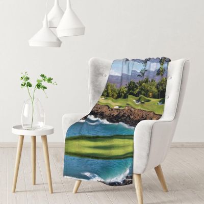 AMAZWI Hawaii Beach Golf Course Throw Blanket,Super Soft Warm Flannel Blanket for Bed Couch Living Room,Gifts Blanket,All Season, Normal, RGT131