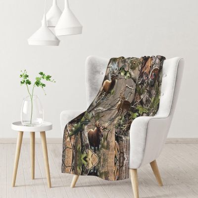 AMAZWI Hunting Deer Bear Elk Throw Blanket,Super Soft Warm Flannel Blanket for Bed Couch Living Room,Gifts Blanket,All Season, Normal, RGT131
