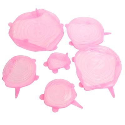 6Pcs Silicone Stretch Lids, Soda Can Covers Lids Bowl Covers Reusable Elastic Food Covers for Various Food Containers Use(Pink)