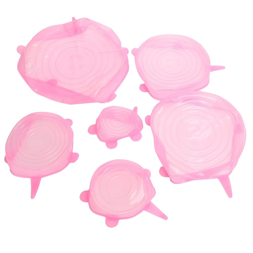 6Pcs Silicone Stretch Lids, Soda Can Covers Lids Bowl Covers Reusable Elastic Food Covers for Various Food Containers Use(Pink)