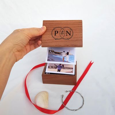 Couple, Wedding Photo Album Wooden Box, Custom Name, Image Explosion Gift Box, Birthday, Valentine, Anniversary Gift F3-14