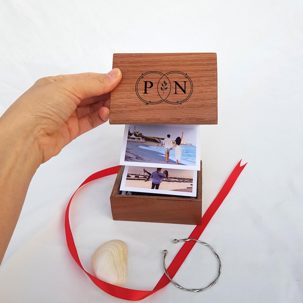 Couple, Wedding Photo Album Wooden Box, Custom Name, Image Explosion Gift Box, Birthday, Valentine, Anniversary Gift F3-14