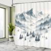 Ambesonne Mountain Shower Curtain, Breezy Terrain Winter Season Panorama Peaks and Spruce Trees Print, Cloth Fabric Bathroom Decor Set with Hooks, 69" W x 70" L, Pale Slate Blue and White view 2