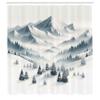Ambesonne Mountain Shower Curtain, Breezy Terrain Winter Season Panorama Peaks and Spruce Trees Print, Cloth Fabric Bathroom Decor Set with Hooks, 69" W x 70" L, Pale Slate Blue and White view 4