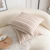 Cethom Decorative Boho Throw Pillow Covers, Farmhouse Textured Pillow Case, 18 x 18 Inch Set of 2, Chair Sofa Bedroom Living Room Home Decor Couch Cushion Case, Brown and Beige Striped view 2