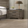 1pc Transitional 2-Drawer Nightstand with Metal Hardware Rustic Gray Finish Bedroom Furniture view 3