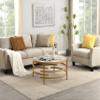 32.48'' Round Coffee Table with Sintered Stone Top&Sturdy Metal Frame, Modern Coffee Table for Living Room, Golden view 1