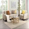 32.48'' Round Coffee Table with Sintered Stone Top&Sturdy Metal Frame, Modern Coffee Table for Living Room, Golden view 2