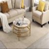 32.48'' Round Coffee Table with Sintered Stone Top&Sturdy Metal Frame, Modern Coffee Table for Living Room, Golden view 3