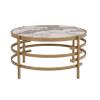 32.48'' Round Coffee Table with Sintered Stone Top&Sturdy Metal Frame, Modern Coffee Table for Living Room, Golden view 4