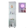 Lighted 4 Shelves Glass Cabinet Glass Display Cabinet with One Door, White view 1