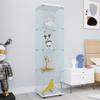 Lighted 4 Shelves Glass Cabinet Glass Display Cabinet with One Door, White view 4