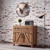 Modern Farmhouse Double Barn Door Accent Cabinet, 30 Inch, Light Brown, Compatible with CD-070AB view 1