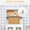 63" Small Buffet with Hutch, 4-Door Kitchen Pantry, Freestanding Storage Cabinet with Adjustable Shelf for Dining Room, Living Room, White view 2