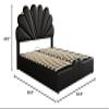 Queen Size Upholstered Petal Shaped Platform Bed with Hydraulic Storage System, PU Storage Bed, Decorated with Metal Balls, Black view 2