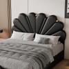 Queen Size Upholstered Petal Shaped Platform Bed with Hydraulic Storage System, PU Storage Bed, Decorated with Metal Balls, Black view 4