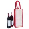 CleverDelights 4-Bottle Burlap Wine Tote - 14" x 6" x 6" - Jute Burlap with Sturdy Cotton Handles - Reusable Wine Shopping Bag view 1