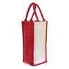 CleverDelights 4-Bottle Burlap Wine Tote - 14" x 6" x 6" - Jute Burlap with Sturdy Cotton Handles - Reusable Wine Shopping Bag view 2