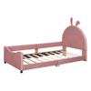 Twin Size Upholstered Daybed with Rabbit Ear Shaped Headboard, Pink view 4