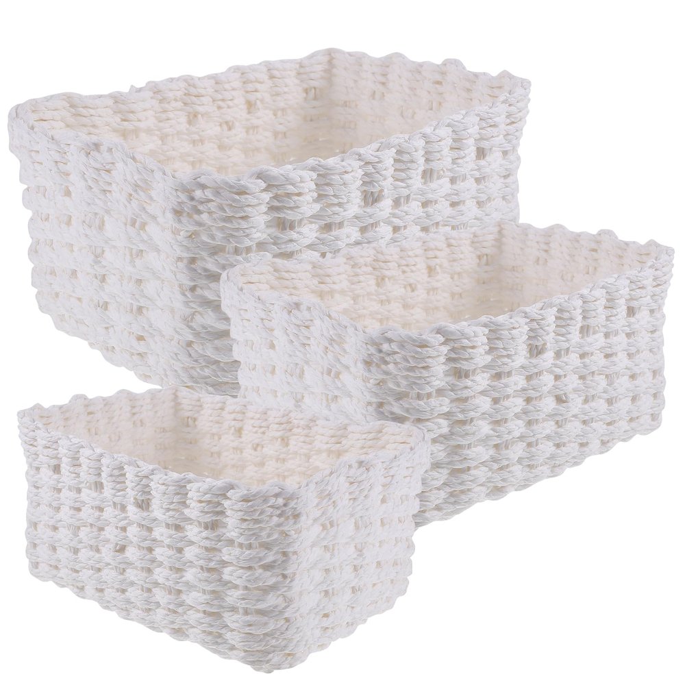 Garneck 1Set Paper Rope Storage Basket Multi-functional Woven Baskets for Organizing Clothes Toys Cosmetics Stylish Home Decor Bins