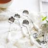 SEELLODGE Silverware Flatware Cutlery Set, 4Pcs Stainless Steel Coffee Stirring Spoon Dessert Spoon Ceramic Handle Rose Flower Spoon (Color : White Silver) view 2