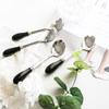 SEELLODGE Silverware Flatware Cutlery Set, 4Pcs Stainless Steel Coffee Stirring Spoon Dessert Spoon Ceramic Handle Rose Flower Spoon (Color : White Silver) view 4