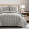 Lush Decor Hexagon Honeycomb Embroidered Textured Cotton Quilt Gray 3 Piece Set King/California King - Soft Lightweight Modern 3 Piece Bedding Set view 1