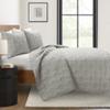 Lush Decor Hexagon Honeycomb Embroidered Textured Cotton Quilt Gray 3 Piece Set King/California King - Soft Lightweight Modern 3 Piece Bedding Set view 2
