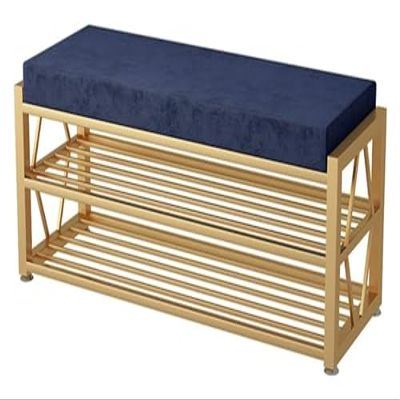 Entryway Bench, Shoe Bench for Living Room, Shoe Rack with Velvet Sponge Cushion Shoe Changing Stool Portable Storage Design Iron Living Room Sofa Stool (Color : Grey, Size : 80cm/31.5in)
