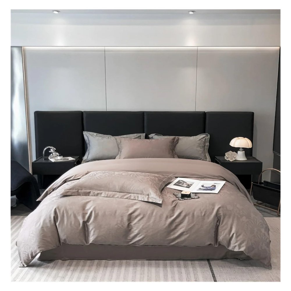 ADovz Dark Blue Gray Abstract 100% Egyptian Cotton Jacquard Bedding Queen Size King Size Set Sheet Comforter Set Bedding,Bed Sheets, FH-762