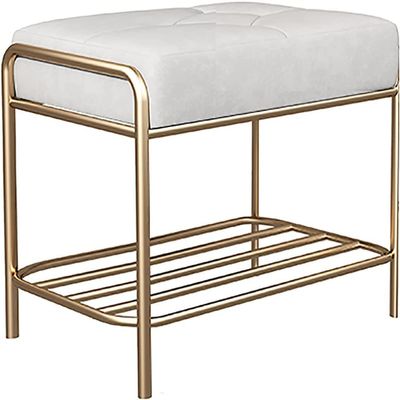 Entryway Bench, Shoe Bench for Living Room, Modern Shoe Storage Bench with Metal Frame 1-Tier Shoe Rack Soft Padded Stool for Living Room, Hallway, Bedroom (Color : Grey, Size : 60 * 32 * 45 cm)