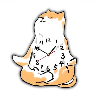 Timethink 12 Inch Cartoon Yoga Cat Wall Clock, Modern Decorative Kids Room Wall Clock Watch, Silent Non Ticking Battery Operated Animal Kitty Clock Wall Decor for Bedroom Living Room Cat Lovers Gift