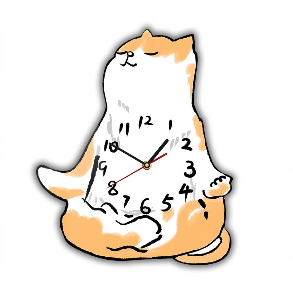 Timethink 12 Inch Cartoon Yoga Cat Wall Clock, Modern Decorative Kids Room Wall Clock Watch, Silent Non Ticking Battery Operated Animal Kitty Clock Wall Decor for Bedroom Living Room Cat Lovers Gift
