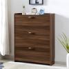 CHICKEN Shoe Rack Shoe Storage Cabinet with 3 Flip Drawers, Freestanding Shoe Organizer for Entryway, Narrow Shoe Rack Cabinet, Rustic Brown Shoe Organizer (Size : 100x17x110cm) view 2