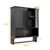 Mino Kesper Black Bathroom Cabinet with Towel Rack, Bathroom Wall Cabinet with 2 Doors and Adjustable Shelf, Medicine Cabinet Wall Mount, Over The Toilet Storage view 2