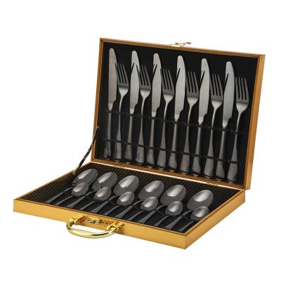 IKXO 24 Piece Silverware Set For 6 Stainless Steel Silverware Set Gold forks And Spoons Silverware Set For Home Kitchen Restaurant Hotel Include Fork Knife Spoon Set Dishwasher Safe