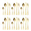 IKXO 24 Piece Silverware Set For 6 Stainless Steel Silverware Set Gold forks And Spoons Silverware Set For Home Kitchen Restaurant Hotel Include Fork Knife Spoon Set Dishwasher Safe view 2