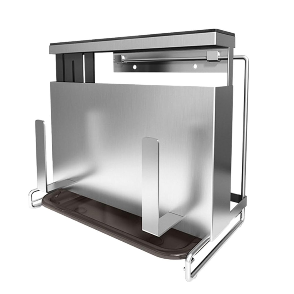 MAGICLULU Multifunctional Stainless Steel Kitchen Storage Rack for Knives, Chopsticks, Cutting Boards, and Pot Lids - Space-Saving Countertop Organizer