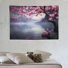 POUDHA Japanese Tapestry for Bedroom Aesthetic,Cherry Blossom Landscape Tapestry Wall Hanging, Ocean Nature Scenery Wave Wall Tapestry for Living Room Office Dorm Asia Art Decor 60x40 Inch view 3