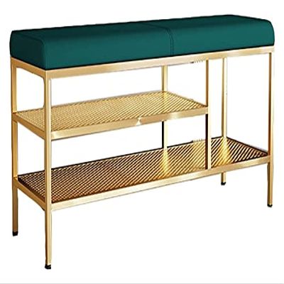 Entryway Bench, Shoe Bench for Living Room, 2 Tiers Storage Bench with Metal Frame, Shoe Rack with Cushion Seating Foot Pad Design, for Entryway Bedroom Living Room (Size : 100 * 32 * 47 cm)