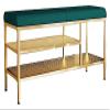 Entryway Bench, Shoe Bench for Living Room, 2 Tiers Storage Bench with Metal Frame, Shoe Rack with Cushion Seating Foot Pad Design, for Entryway Bedroom Living Room (Size : 100 * 32 * 47 cm) view 1