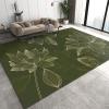 ARRAMU 3x4 Area Rugs Abstract Lines Plants Kids Bedroom Rug, Dark Green Background with Lotus Flowers Bedside Rug Rugged Non Slip for Cafe Living Room Under Table Boys Room Decor view 1