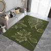 ARRAMU 3x4 Area Rugs Abstract Lines Plants Kids Bedroom Rug, Dark Green Background with Lotus Flowers Bedside Rug Rugged Non Slip for Cafe Living Room Under Table Boys Room Decor view 2