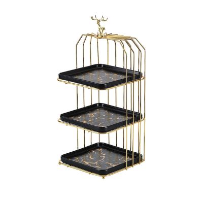 Aluminium Rotating Cake Decorating Stand Two/Three Floors High Point Display Shelf Afternoon Tea Dim Sum Tray Fruit Snack Storage Rack Cake Stand Pedestal (Color : Black, Size : Three Layers)